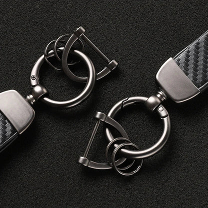 Car Carbon Fiber Style Keychain | Lada Accessory with Microfiber Leather