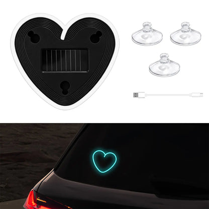 Solar Powered Heart Neon Light | Car Ambient LED Lamp