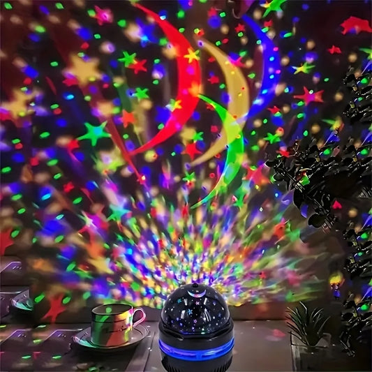 Starry Moon Projector Night Light | USB RGB Rotating Ambiance Lamp