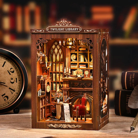 Kit de serre-livres à monter soi-même - Bibliothèque CRÉPUSCULE, serre-livres en bois, puzzle 3D à assembler, modèle fait à la main pour cadeaux de Noël et du Black Friday