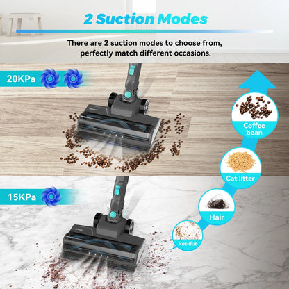 Cordless Upright Stick Vacuum Cleaner 20KPa Lightweight for Carpet Pet Hair