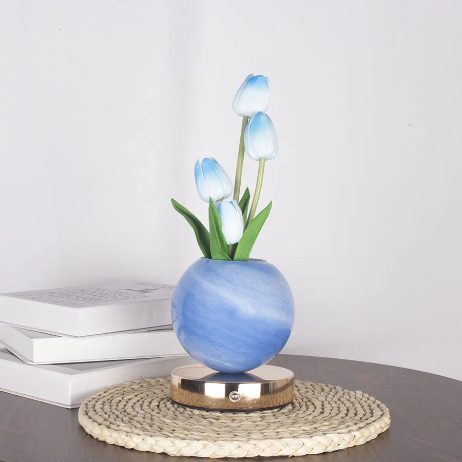 Tulip LED Night Light USB Rechargeable Desk Table Lamp for Bedroom & Holiday Decor