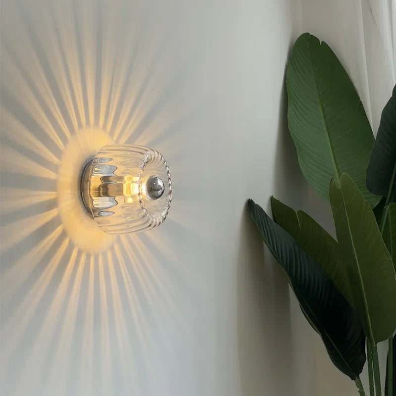 Applique murale LED en verre style Bauhaus, design nordique rétro moderne, pour salon ou couloir