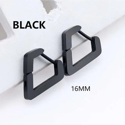 Geometric Hoop Earrings for Men and Women | Stainless Steel Punk Studs