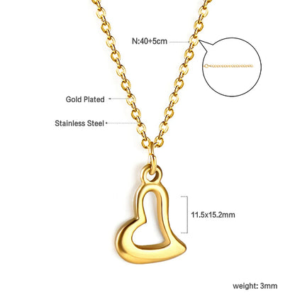 ASONSTEEL Heart Pendant Necklace | Romantic Gold Stainless Steel Choker for Women