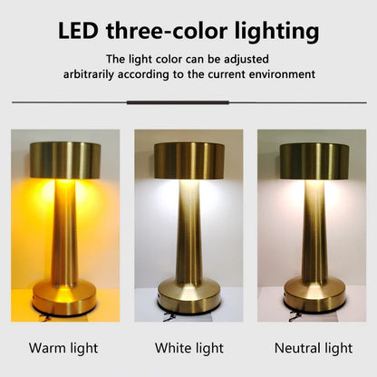 LED Metal Touch Table Lamp | Rechargeable Dimmable Night Light for Coffee Bar Decor