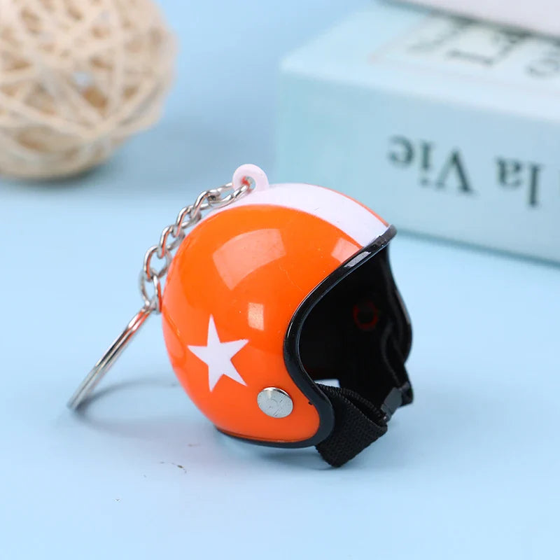 Mini Motorcycle Helmet Keychain | Cute Metal Key Ring for Women and Men