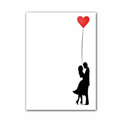 Niña y Globo Rojo Arte de Banksy Pintura en Lienzo con Caracteres Nórdicos Mural Póster para Sala de Estar Dormitorio Bar Decoración del Hogar