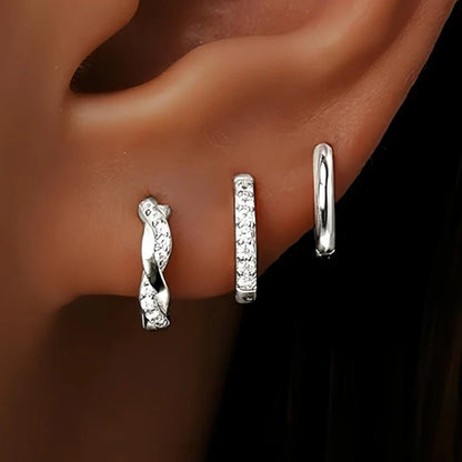 Gold Circle Hoop Earrings Set | Stainless Steel Zircon Flower Stud Jewelry