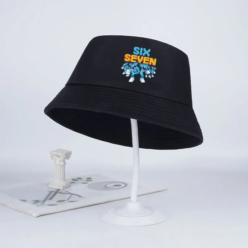 Pixel Robot Fisherman Hat for Kids | Digital Cartoon Sun Hat