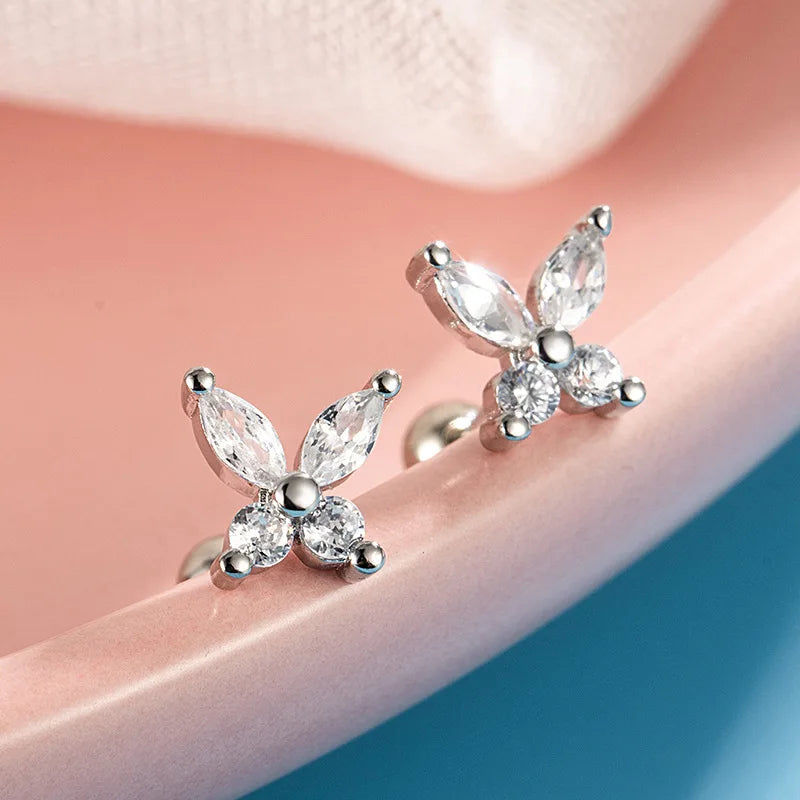 Heart Stud Earrings for Women | Hypoallergenic Screw Back Piercing Jewelry