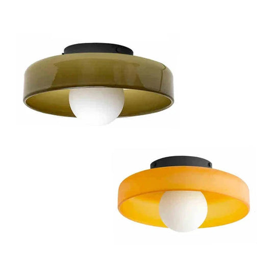 Modern Vintage Glass Ceiling Light Multicolor Flush Mount for Hallway Kitchen