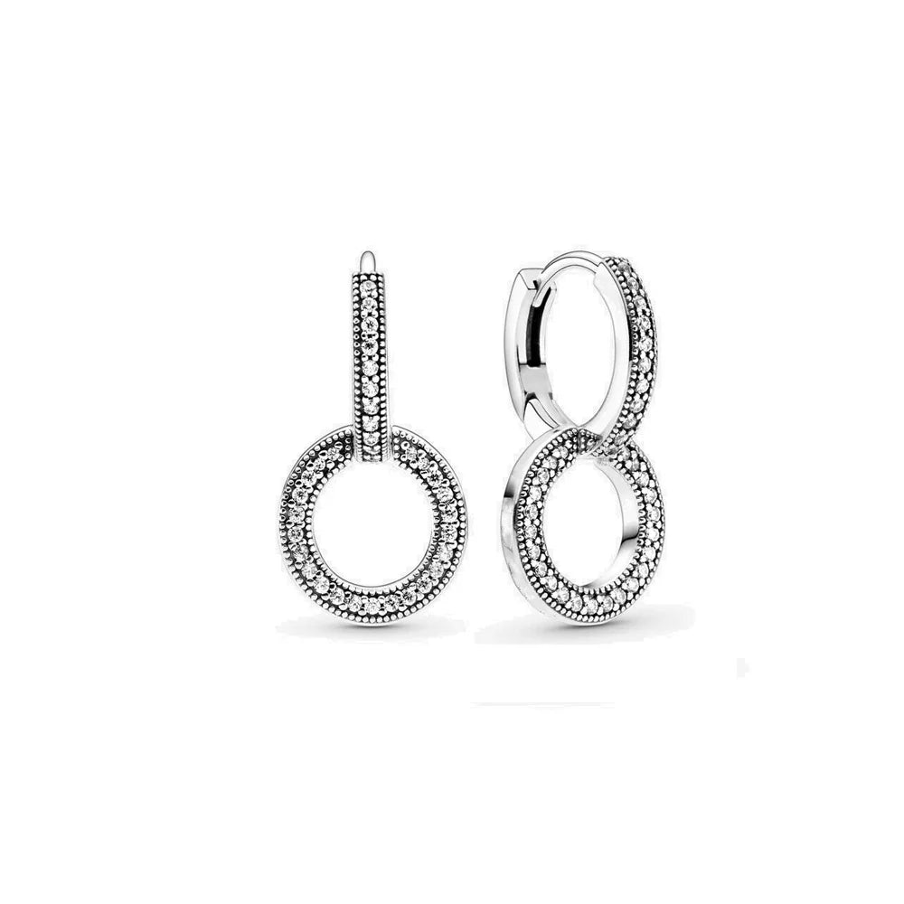 925 Silver Moon Star Earrings | White Zircon Love Pendant Jewelry for Women
