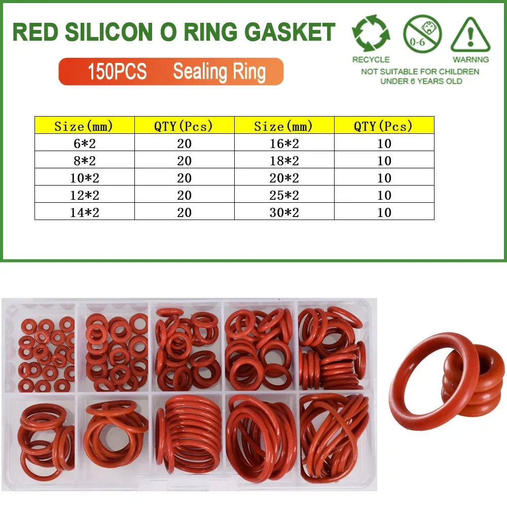 Food Grade Silicone O-Ring Sealing Gasket Set | Red VMQ Rubber Washers for Cookers