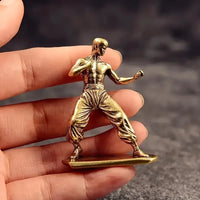 Brass Kung Fu Martial Artist Statue, Multi-Functional Room Decor, Movie Themed Collection Indoor Scene Decoration for Christmas
