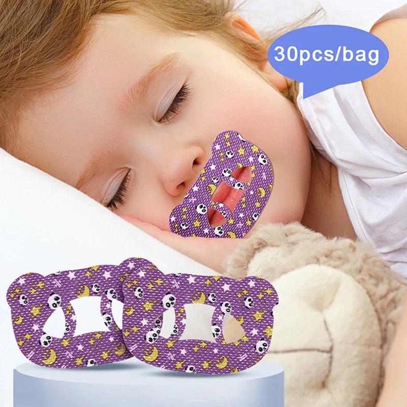 Childrens Anti Snoring Stickers | Cartoon Bear O-Shaped Mouth Patch for Sleep