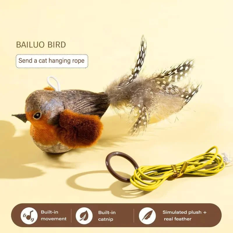 Interactive Cat Toy with Realistic Bird Sound | Plush Chirping Bird Catnip Toy for Cats & Kittens