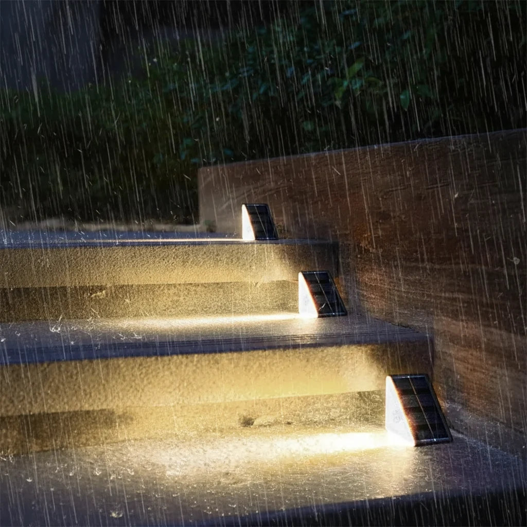 Outdoor Solar Step Lights Warm White RGB IP67 Waterproof Pathway Patio Yard