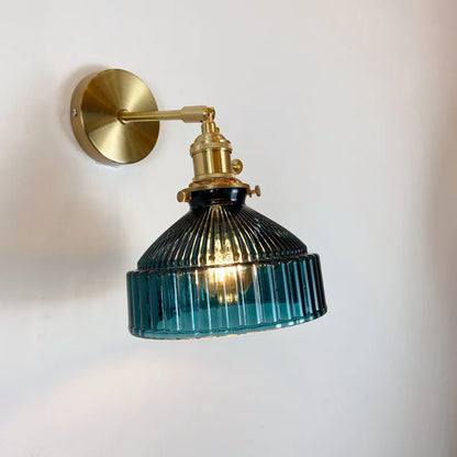 Green Glass Wall Sconce – Art Deco Light for Living Room, Hallway & Bedroom