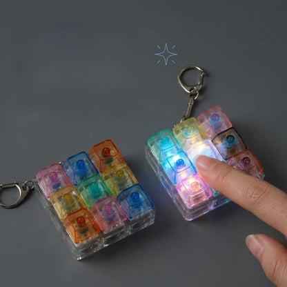 LED Light Up Keychain Keyboard Fidget Toy | Clickable Stress Relief Keychain