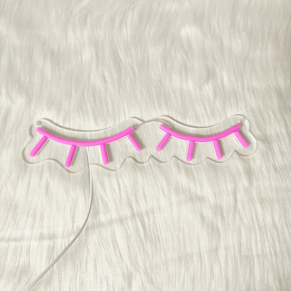 Enseigne au néon LED Cils Roses, Idéale pour la décoration de salon de cils, Lampe murale artistique pour dressing et salon de beauté, Alimentée par USB.