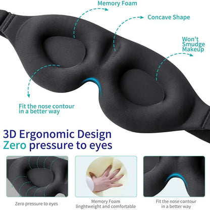 3D Contoured Sleep Mask | Light Blocking Eye Cover for Men and Women