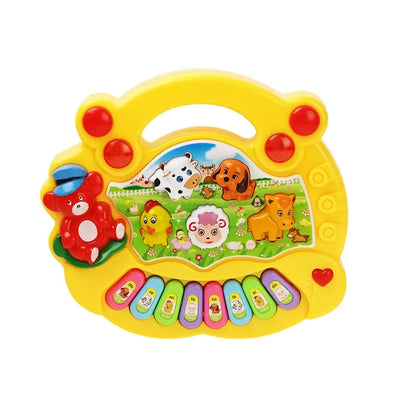Jeu de piano-clavier de dessin animé pour enfants avec musique lumineuse clignotante Sons d'animaux Jouets musicaux pour bébés Jouets éducatifs Cadeaux pour enfants