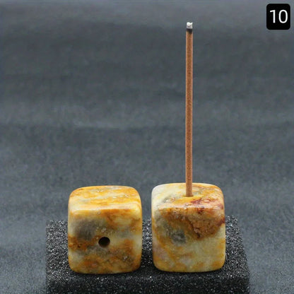 Natural Agate Stone Incense Holder | Square Wire Stick Incense Burner with Unique Pattern