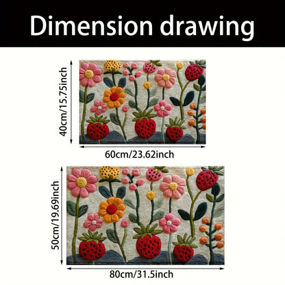 VIKAMA2D Garden Flower Doormat Rug For Bedroom Living Room Carpet Fireplace Floor Mat Kitchen Rug Non-slip Bathroom Mat Home Dec