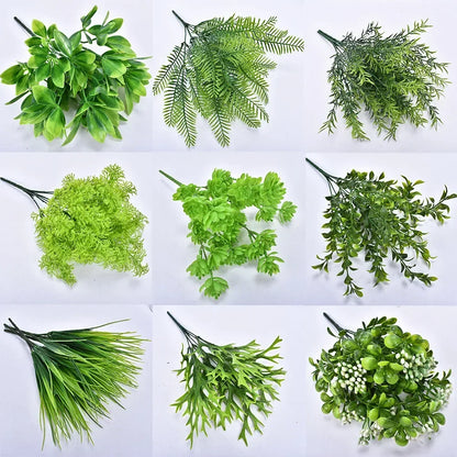 Planta artificial pequeña, helecho de Boston, hierba verde, decoración del hogar, hojas falsas, follaje, decoración de jardín, fiesta, bodas