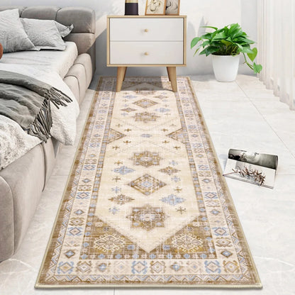 VIKAMA Tapis en velours cristal bohème, résistant à la saleté et facile d'entretien, tapis de couloir complet, tapis de balcon, décoration intérieure