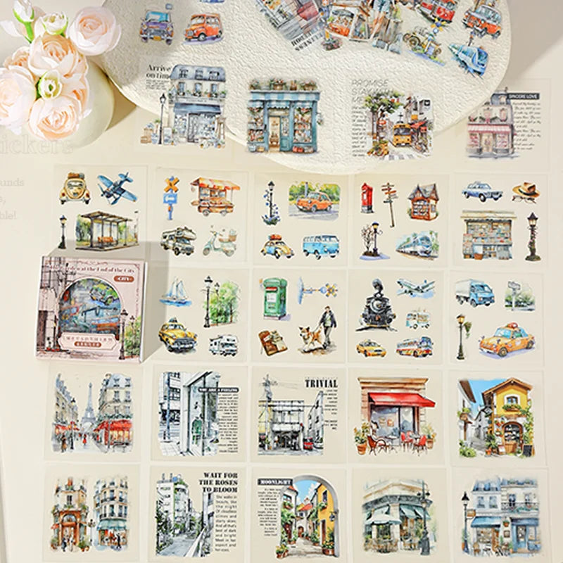 45pcs Garden at City End Series Sticker Set | Urban Landscape Decals for Journal Scrapbooking
