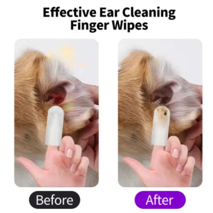 Disposable Pet Ear Cleaning Wipes | Finger Cover Ear Care for Dogs and Cats