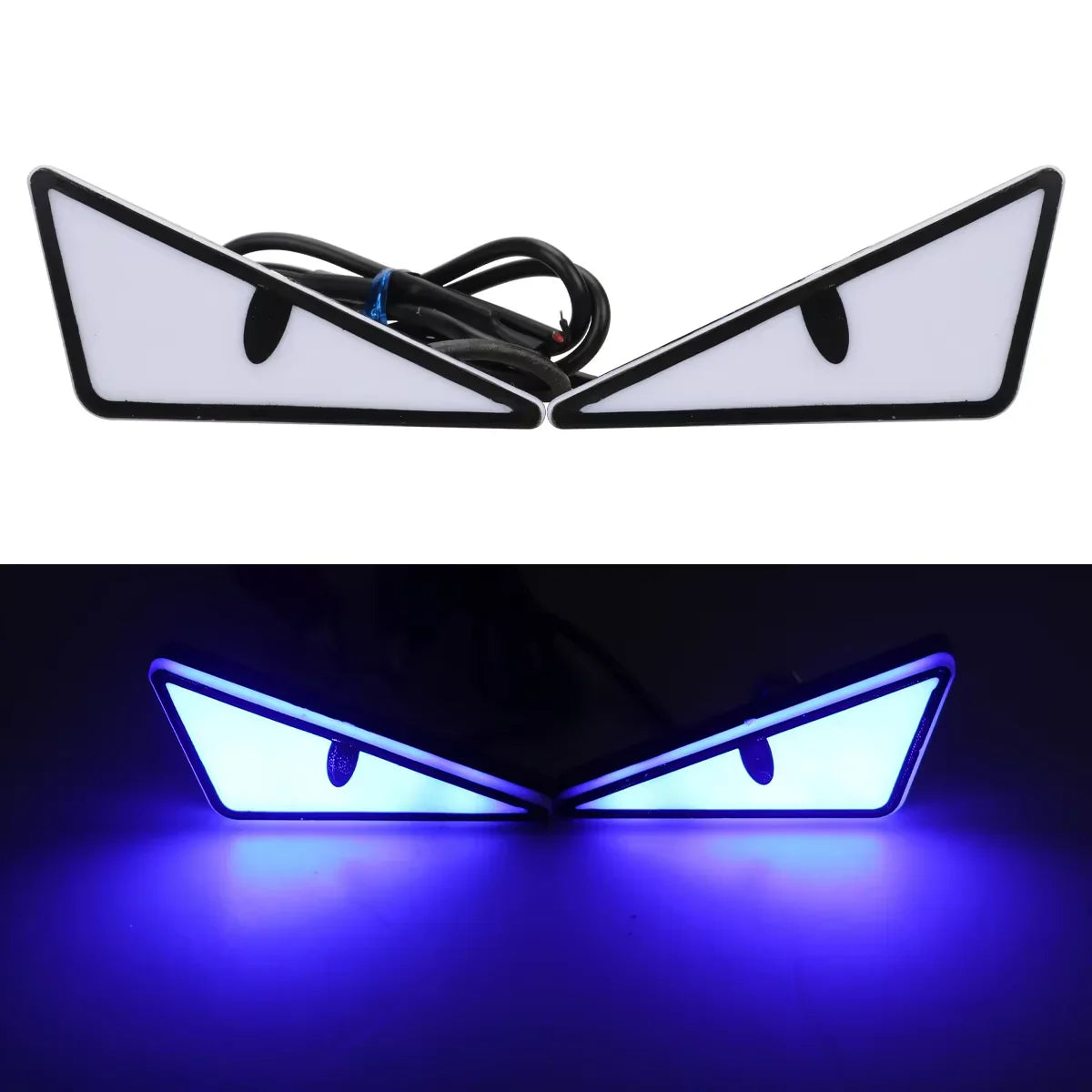 2PCS Car LED Demon Eye Light Semicircle Eagle Eye Motorcycle Tail Decorative Lights Dynamic Strobe Turn Signal Light Universal