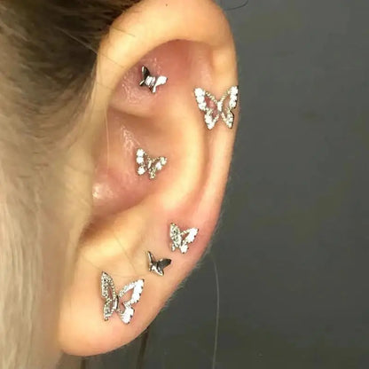 Double Ear Hole Ear Bone Chain Earrings | Sweet Cool Y2K Dazzle Color Jewelry