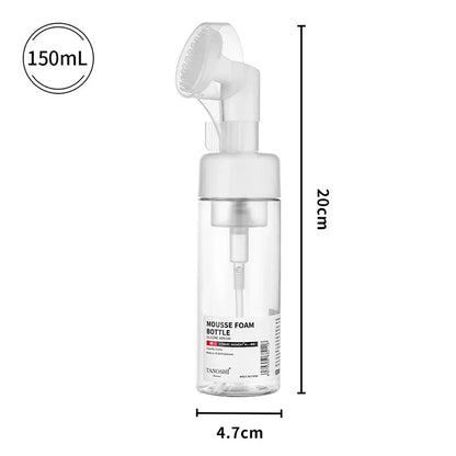 30ml 60ml 100ml 150ml Empty Foam Pump Bottle with Silicone Brush Head | Portable Face Cleanser Dispenser