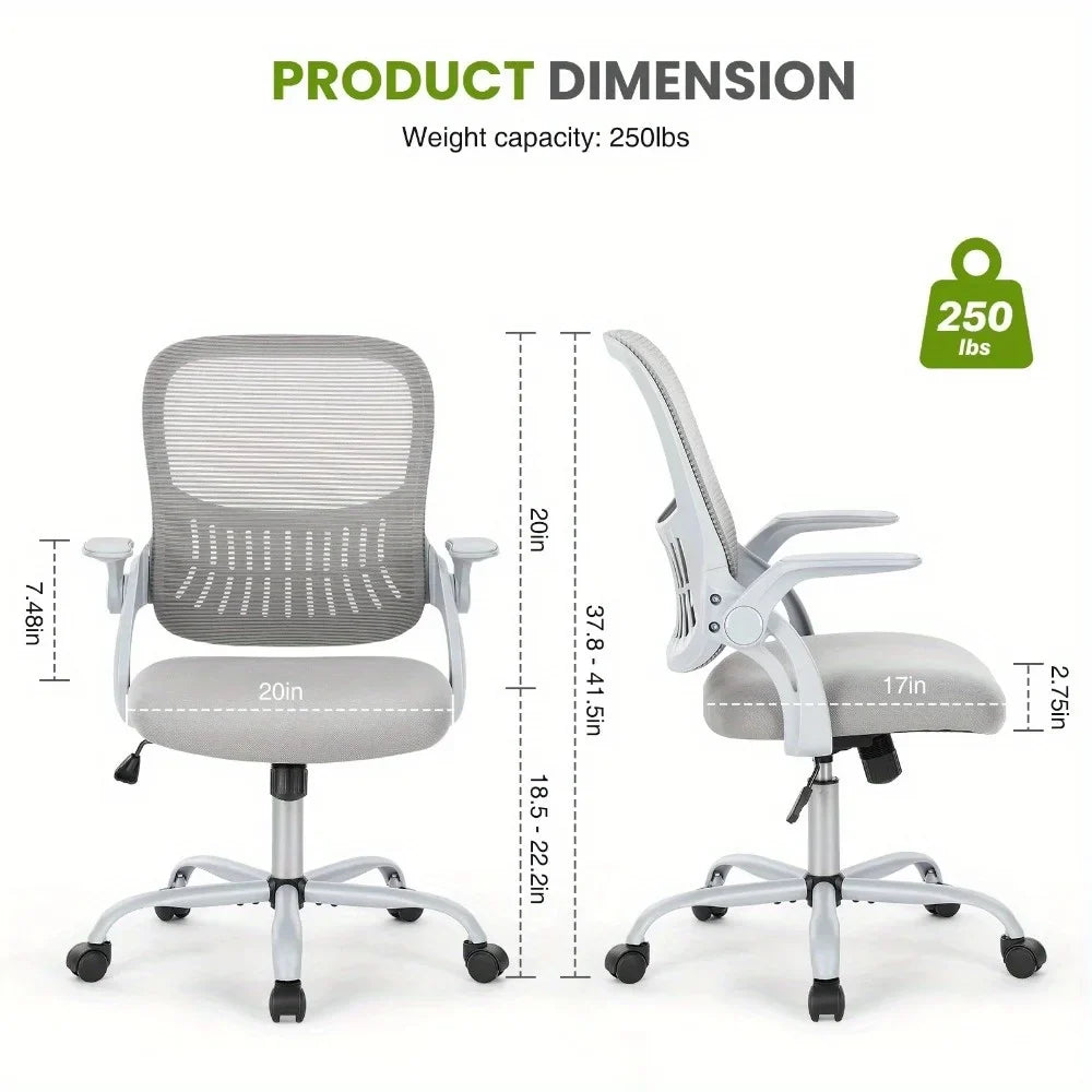 Ergonomic Mesh Office Chair Adjustable Armrests Lumbar Support Desk Chair
