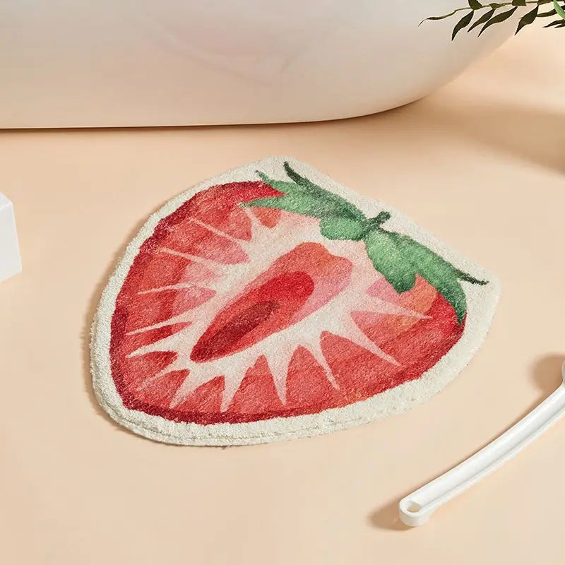 VIKAMA Little Fresh Fruit Special Imitation Cashmere Carpet Warm Machine Washable Bathroom Door Carpet Porch Mat Home Decor