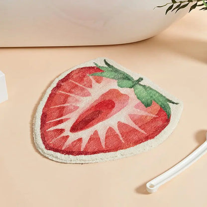 VIKAMA Little Fresh Fruit Special Imitation Cashmere Carpet Warm Machine Washable Bathroom Door Carpet Porch Mat Home Decor