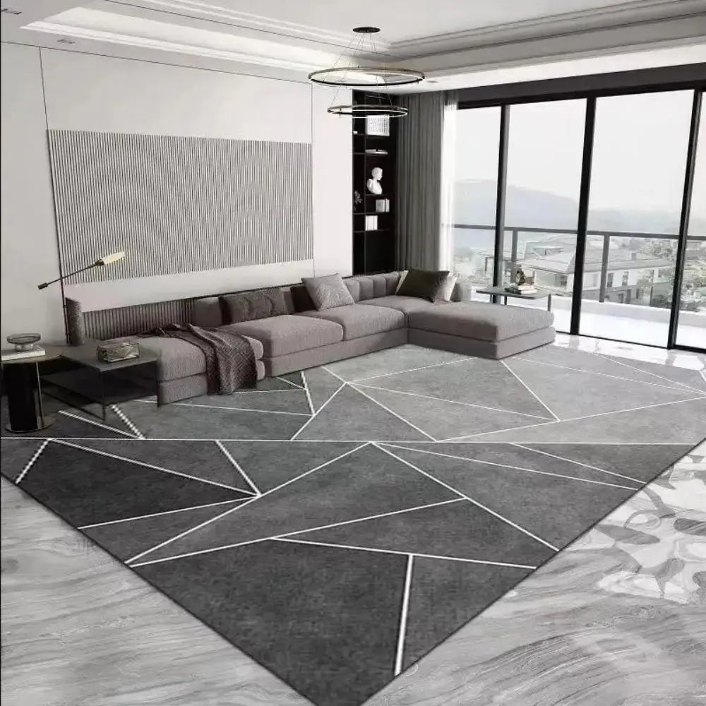 Tapis Moderne Géométrique Abstrait en Cristal pour Salon, Chambre à Coucher, Décoration de Sol, Tapis Antidérapant Lavable