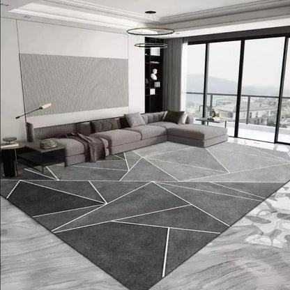 Tapis Moderne Géométrique Abstrait en Cristal pour Salon, Chambre à Coucher, Décoration de Sol, Tapis Antidérapant Lavable