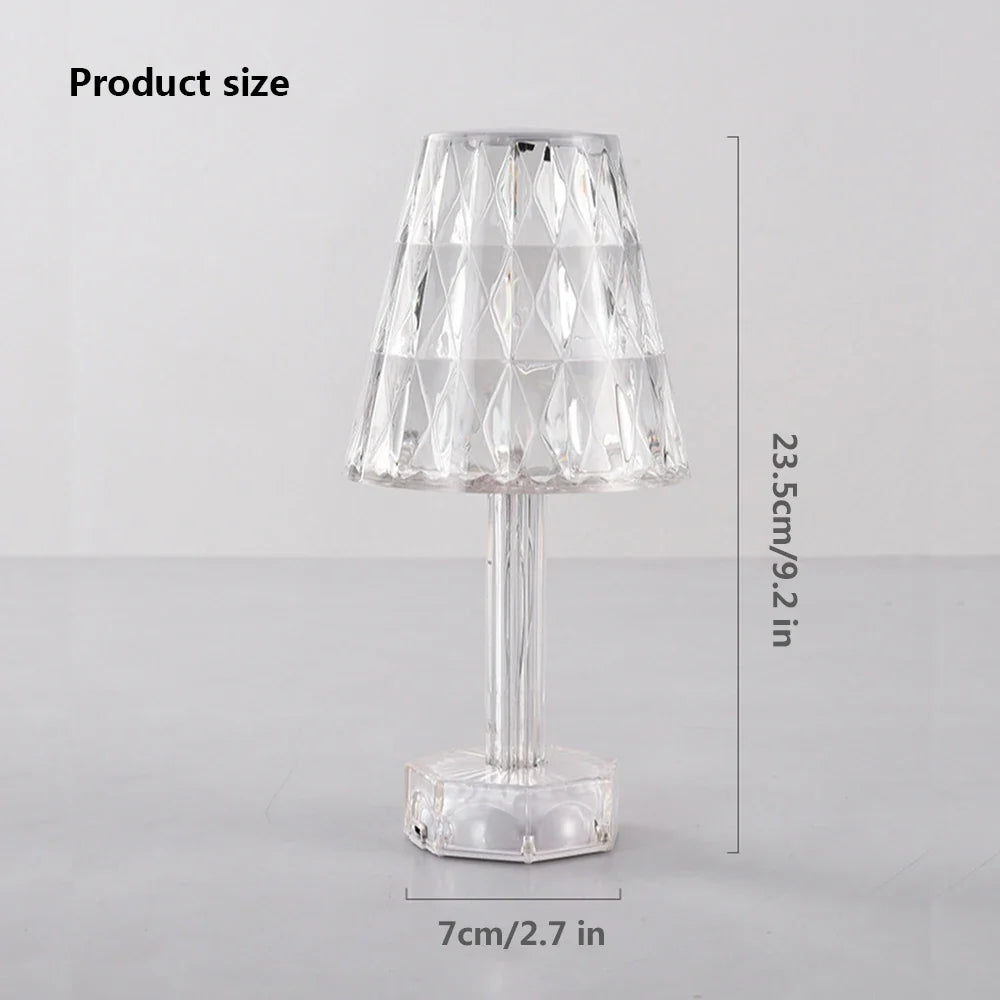 Diamond Crystal Projection Night Light USB Touch Control Bedside Desk Lamp Decor