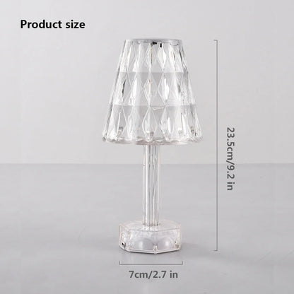 Diamond Crystal Projection Night Light USB Touch Control Bedside Desk Lamp Decor