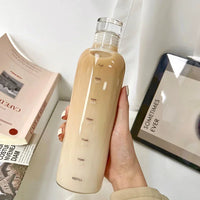 500/750ml Transparent Plastic Water Bottle with Time Marker | Leakproof Large Capacity Sport Drinkware