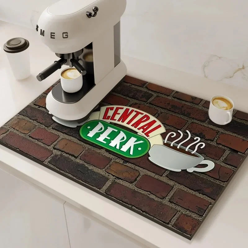 Tapis absorbant pour machine à café VIKAMA, absorbant l'eau et l'huile, égouttoir à vaisselle de cuisine, tapis absorbant à séchage rapide, tapis de vaisselle, décoration d'intérieur