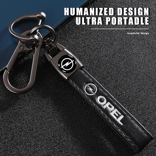 Opel Leather Keychain | Embroidered Car Emblem Key Ring