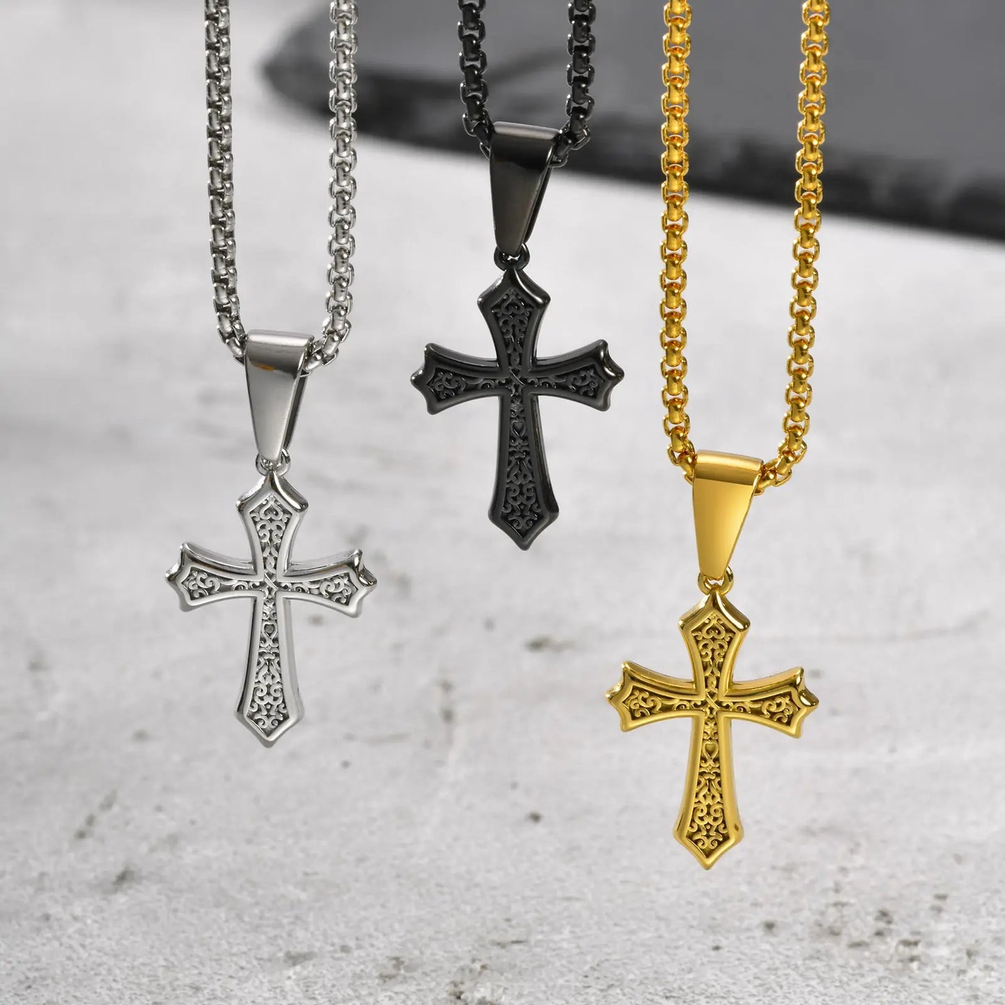 Hip Hop Cross Necklace for Men Women | Stainless Steel Chic Cross Pendant Christian Jewelry