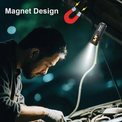 USB Rechargeable Magnetic Keychain Flashlight | 5 Light Modes Hands Free Headlamp