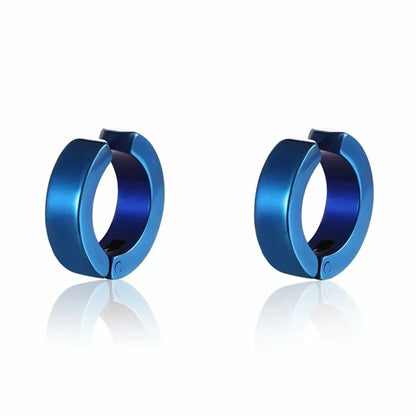 Stainless Steel Cuff Earrings for Men | Non Piercing Clip On Hoop Set