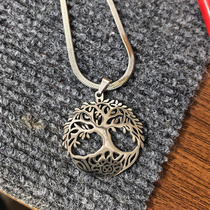 Tree of Life Pendant Necklace | Stainless Steel Family Tree Jewelry for Men and Women